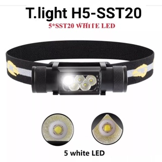 ไฟฉายคาดหัว 5 LED. H05B หลอด Osram P8 และLuminus SST20 2300lm แสงขาวและแสงเหลือง