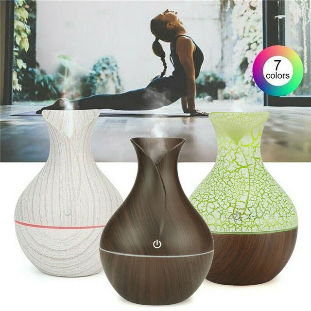 130ml Led Essential Oil Diffuser Humidifier Usb Aromatherapy Wood Grain