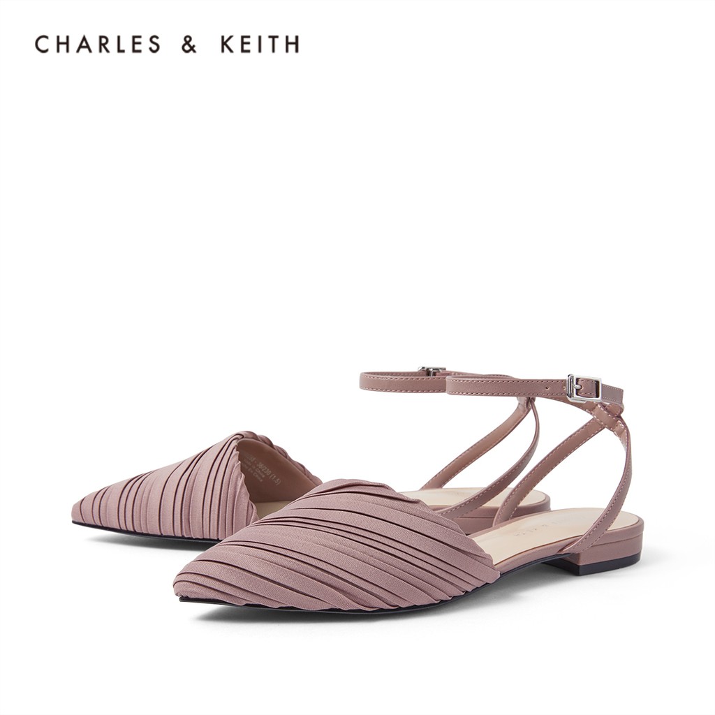 รองเท้าแฟชั่นผู้หญิง CHARLES &amp; KEITH CK1-70390288 รองเท้าแตะปลายแหลมจับจีบ