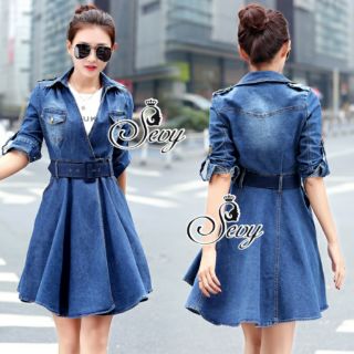 Sevy Smart Casual A Line Denim Minidress