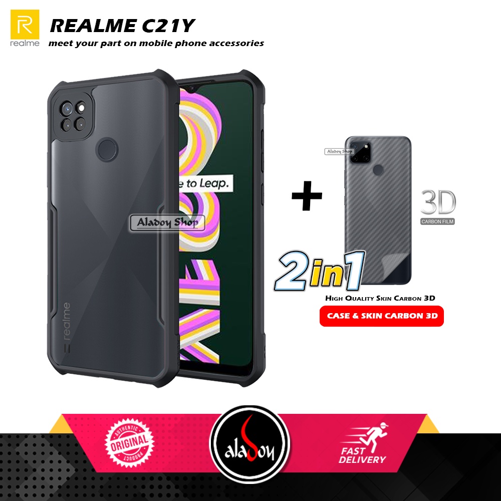 เคส REALME C21Y Armor Fusion เคสใส ฟรี Skin Carbon 3D