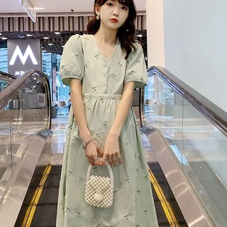 แฟชั่นสตรีตั้งครรภ์ เดรสยาวกระโปรงพองทรงหลวม ชุดเดรสคลุมท้องน่ารักๆใส่สบาย เดรสคนอวบใส่ได้ยืดสบายพร้อมส่ง