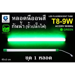 IWACHI หลอดนีออนสี ขั้วกันน้ำ พร้อมปลั๊กเสียบ รุ่นใหม่ LED T8 9W สีเขียว