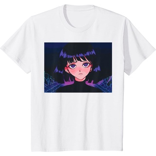 เสื้อยืด ผ้าฝ้าย พิมพ์ลายอนิเมะ Vaporwave Aesthetic Waifu - Kawaii สไตล์ญี่ปุ่น สําหรับผู้ชาย