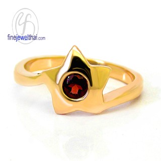 Finejewelthai-แหวนโกเมน-พลอยแท้-โกเมน-พลอยประจำเดือนเกิด-Garnet-Silver-Ring-Birthstone-R1032gm