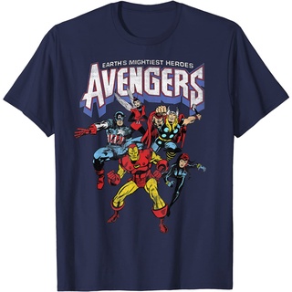 ผ้าฝ้ายคอกลมเสื้อยืด พิมพ์ลาย Marvel Avengers สไตล์วินเทจ คลาสสิก สําหรับผู้ชาย และผู้หญิงเสื้อยืด สําหรับผู้ชายfrom S-4