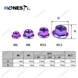 Honesti22 น็อตไทเทเนียมอัลลอยด์ Gr5 titanium flange nut  M6/M8/M10/M12 ปรับ แต่งมอเตอร์ไซค์