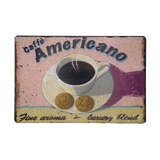 ป้ายสังกะสีวินเทจ Cafe Americano, ขนาด 20x30 ซม.