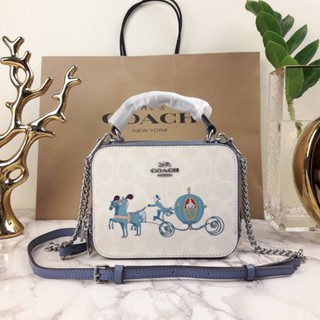 COACH DISNEY X COACH BOX CROSSBODY IN SIGNATURE CANVAS WITH CINDERELLA