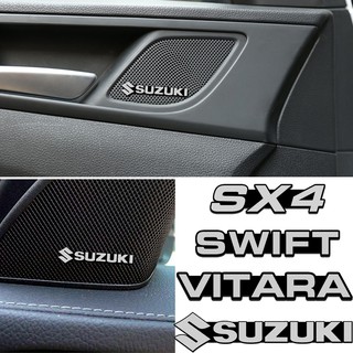 สติกเกอร์อลูมิเนียม รูปตราสัญลักษณ์ สําหรับติดตกแต่งภายในรถยนต์ Suzuki Swift SX4 Vitara Alivio จํานวน 4 ชิ้น ต่อชุด