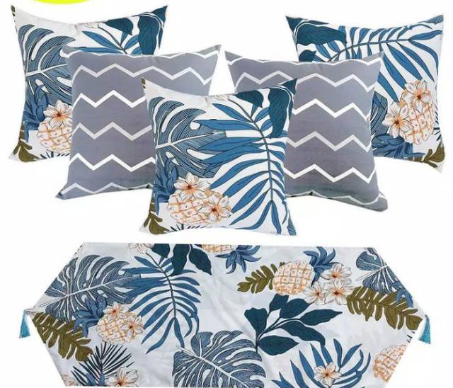 ONE SET OF 5 SOFA CUSHION COVERS + 1 TABLECLOTH สําหรับโซฟาห้องนั่งเล่น