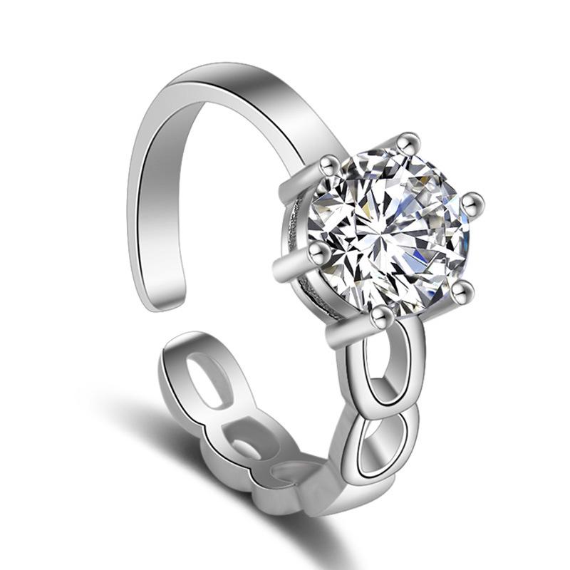 แหวนเงิน 925 วงแหวนประดับเพชร Zircon RA5R Silver Ring Wedding