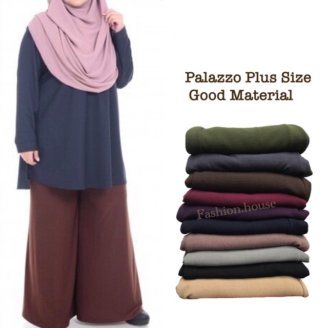 กางเกง Palazzo Plus Size(Material Bagus)-PL928