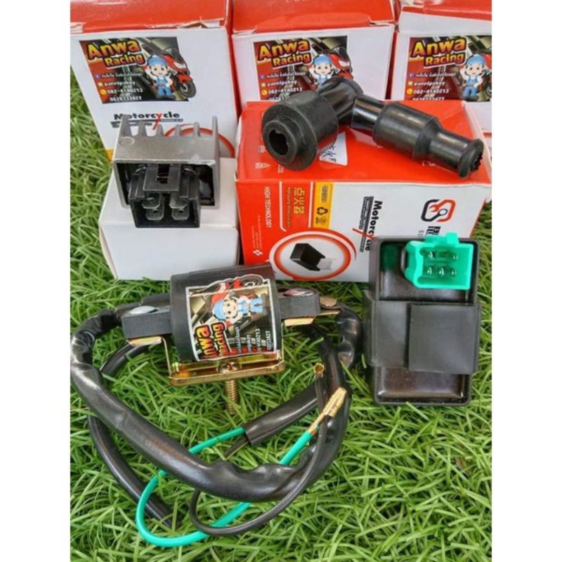 คอยล์หัวเทียน+ปลั๊กหัวเทียน+กล่องไฟเวฟ100+แผ่นชาร์จเวฟ100คอยล์ใต้ถัง คอยจุดระเบิด Honda,Dream