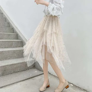 พร้อมส่งกระโปรงแฟชั่นผ้ามุ้งมีกลิตเตอร์ดาว