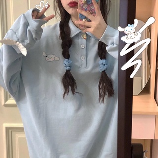 [2021 New ] 2021 เสื้อกันหนาวโปโลปักลายปีกกระต่ายน่ารักสไตล์ญี่ปุ่นสําหรับผู้หญิง
