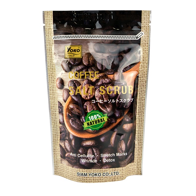 Yoko Gold Coffee Salt Scrub 240g. โยโกะ เกลือสปาขัดผิว สูตรกาแฟ 240กรัม.