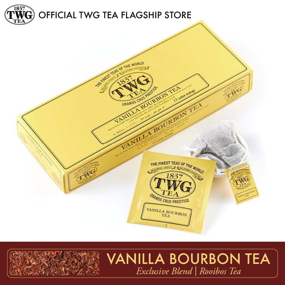 TWG Tea I Vanilla Bourbon Tea  l Cotton Teabag Box Gift 15 Teabags / ชา ทีดับเบิ้ลยูจี ชาแดง วานิลลา เบอร์เบิน ที ชนิ