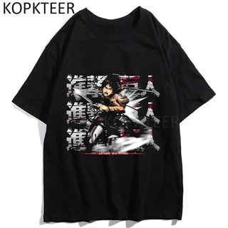 [COD]【สไตล์ฮาราจูกุ】เสื้อยืดแขนสั้น ผ้าฝ้าย 100% พิมพ์ลายอนิเมะ Shingeki No Kyojin Harajuku Attack on Titan สําหรับผู้ชา