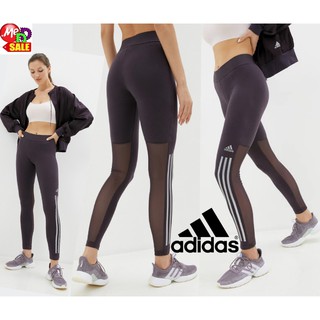 ADIDAS - ใหม่ กางเกงใส่ออกกำลังกายรัดรูป แทรกผ้าตาข่าย ADIDAS GLAM ON TIGHTS FS6158