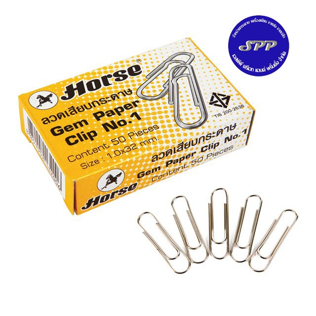 [หัวกลม] ลวดเสียบกระดาษ ตราม้า No.1 สีเหลือง หัวกลม 1 แพ็ค/บรรจุ 10 กล่อง