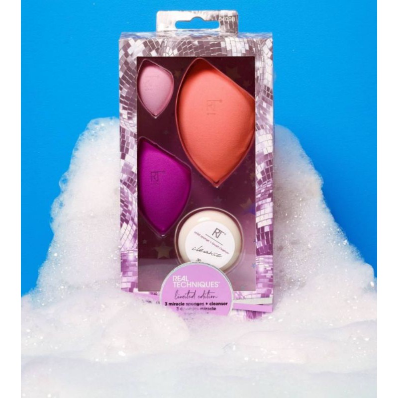 Real Techniques 3 Miracle Sponges + 1 Cleanser Limited Edition