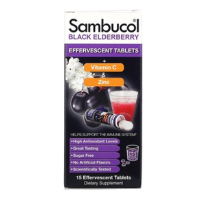 👏แท้นะจ๊ะ👏Sambucol, Black Elderberry + Vitamin C &amp; Zinc, 15 Effervescent Tablets