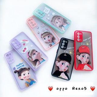 เคสออปโป้ Reno5 ขอบกล้องสกรีนลายการ์ตูน รุ่น เคสออปโป้Reno5 OPPOReno5 OPPO