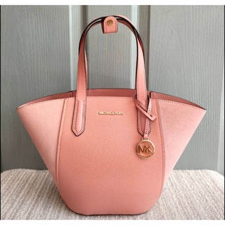 🎀 (สด-ผ่อน) กระเป๋า สีชมพู Michael Kors 35F1GPAT1S Portia Small Bucket Bag Sunset Rose