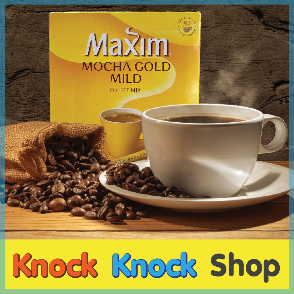 [จัดส่งฟรี] กาแฟ3in1 เกาหลี Coffee Maxim รส Mocha กล่องสีเหลือง 50 ซอง ของแท้ 100% (600g 12gx50Stick)