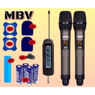 ไมโครโฟน MBV M-66 ความถี่ UHF Wireless Microphone (ปรับความถี่ได้) ไมค์ลอยแบบพกพา ชุดรับ-ส่งไมโครโฟนไร้สาย ไมค์คู่แบบมื