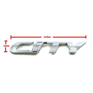 V2.ป้ายโลโก้ HONDA CITY (ตัวเก่า) พลาสติกสีโครเมี่ยม ขนาด 14.0X2.5cm ติดตั้งด้วยเทปกาวสองหน้าด้านหลัง