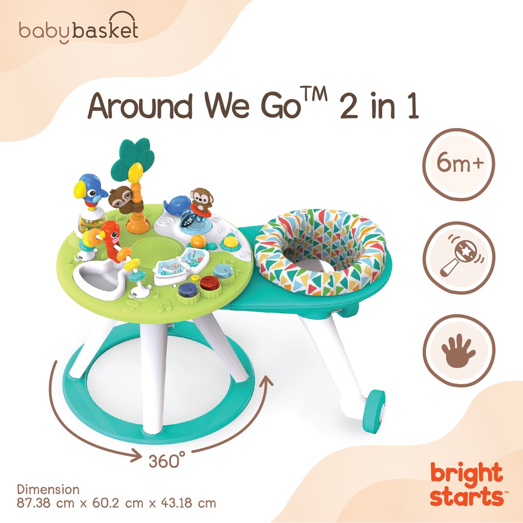 ของเล่นเด็ก เก้าอี้หัดเดิน พร้อมโต๊ะกิจกรรม Bright Starts AWG 2-in-1 Tropic Cool ช่วยเสริมสร้างพัฒนาการ