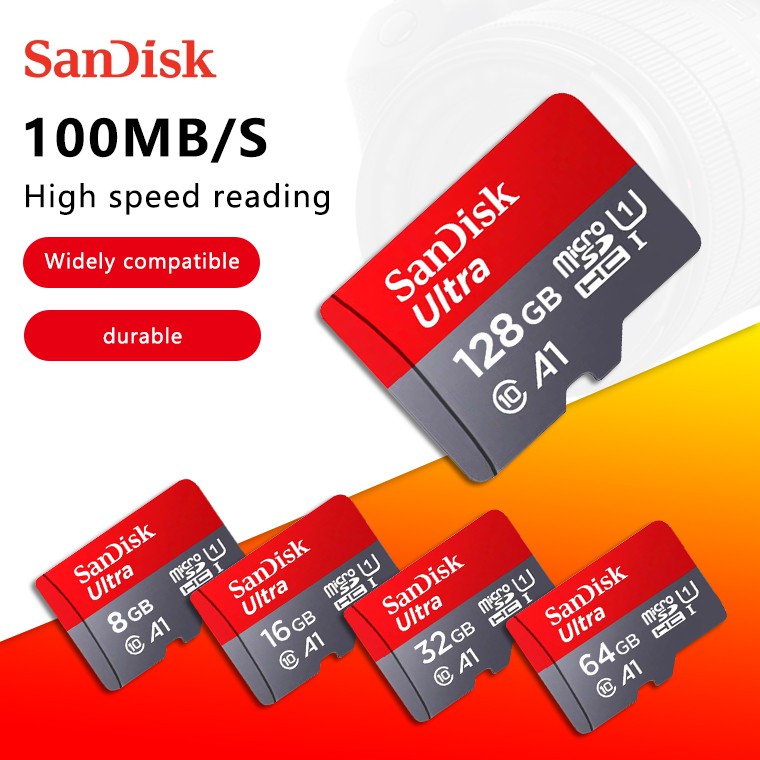 Sandisk 100MB/S ULTRA A1 Class 10 Micro SD Memory Card  32G/64GB/128GB/256GB/512GB Micro SD Card