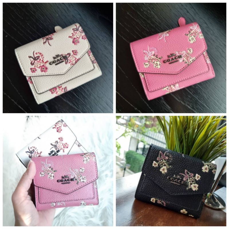 COACH F28445 SMALL WALLET WITH FLORAL BOW PRINT