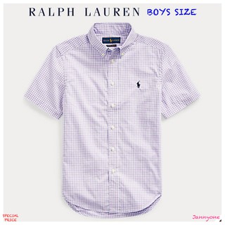 RALPH LAUREN GINGHAM COTTON POPLIN SHIRT ( BOYS SIZE 8-20 YEARS )