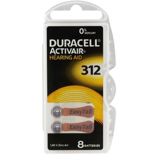 ถ่านเครื่องช่วยฟัง Duracell เบอร์ 312 แผงละ 8 ก้อน  ผลิตในเยอรมัน หมดอายุ 10/2024