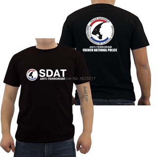 T-shirt  เสื้อยืดแขนสั้น พิมพ์ลายตํารวจฝรั่งเศส Sdat Anti Terrorism สไตล์สตรีท ฮิปฮอป สําหรับผู้ชายS-5XL