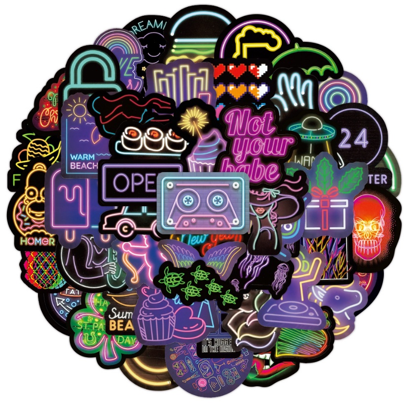 💥พร้อมส่ง💥ไม่เรืองแสง! สติ๊กเกอร์ แสงนีออน 50ชิ้น สําหรับตกแต่ง ปท็อป neon lights ไฟนีออน INS - รูปที่ 6