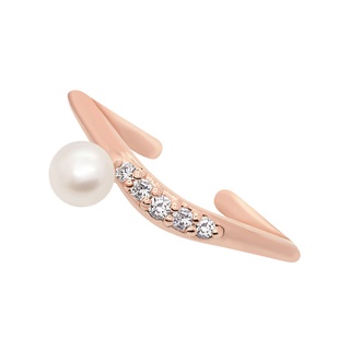 A.CEMI Tiara Pearl Ringcuff มุกแท้ แหวนมุกแท้ แหวนเงินแท้ ชุบทอง 18K โรสโกลว์