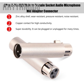 Rhythm000 2Pcs 3-Pin XLR Male to Female Socket Audio Microphone Mic Extension Adapter Connector