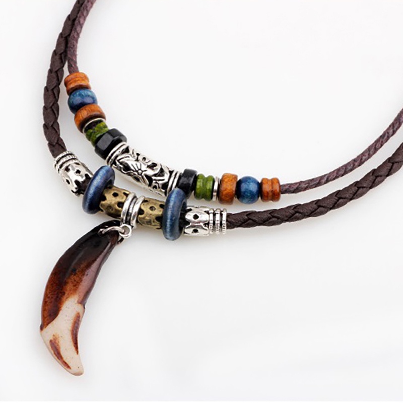 Leather Tribal Necklace for Women and Men Vintage Bohemian Style #5