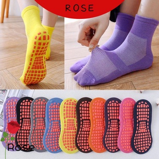 ROSE Breathable Non Slip Cushioned Socks with Grips Yoga Sock Women And Man Solid Color Pilates Ballet Barre Sticky Grippers Anti-Skid Sole Grip Ankle Grip Socks/Multicolor