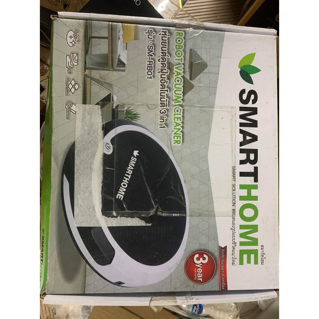 ลดแรงส์50e online SMART HOME หุ่นยนต์ดูดฝุ่นอัตโนมัติ รุ่น SM-RB01   Clearance กล่องไม่สวยเครื่องดูดฝุ่นมินิ ไร้สาย เครื่องดูดฝุ่นแรง ไร้สาย