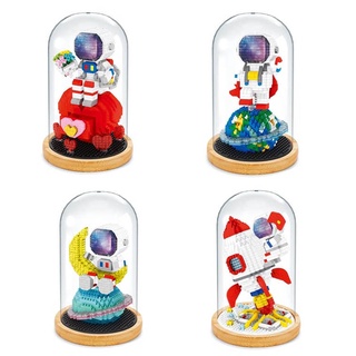 mega toys นักบิน อวกาศ นักบินอวกาศ Lboyo 7529 Astronaut on Rocket in Glass Capsule Nano Building Block Set 970 Pieces