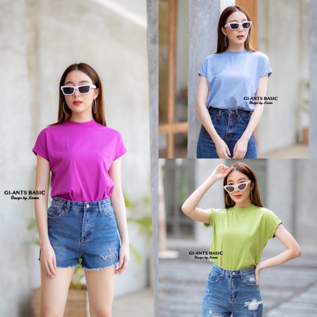 Gi-ants​ BASIC เสื้อยืดคอชิดแขนล้ำ​ CARDIGAN_NISTA​ (GIA1E)