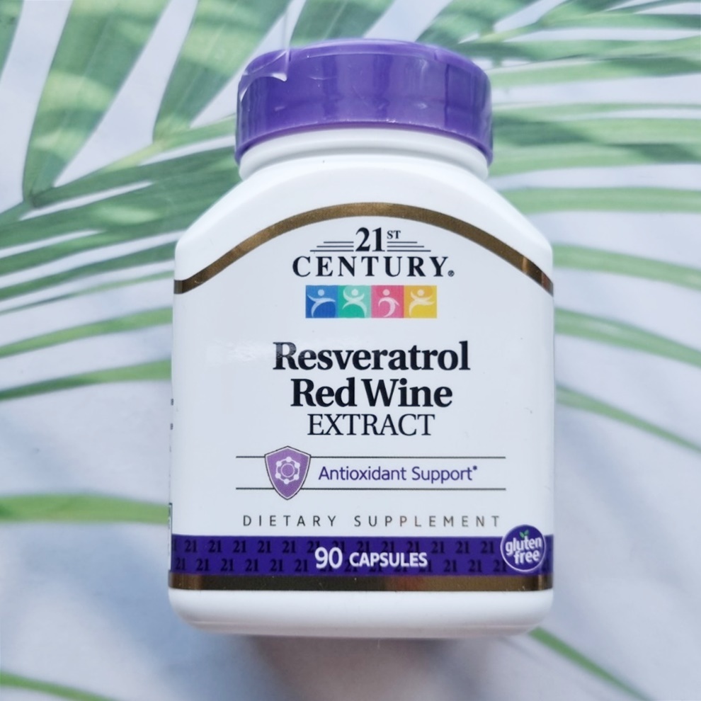 เรสเวอราทรอล Resveratrol Red Wine Extract 90 Capsules (21st Century