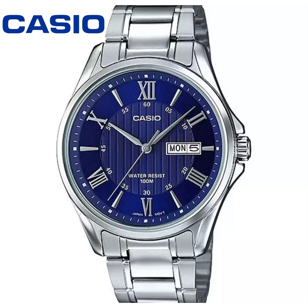 นาฬิกา casio ผู้ชาย นาฬิกาโทรได้ นาฬิกาข้อมือผู้ชาย เลขโรมัน กันน้ำ 100M สายสแตนเลส รุ่น MTP-1384
