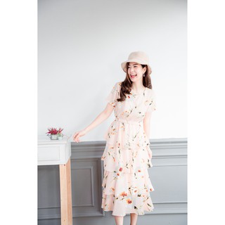 256-555 Lassarinly Layer Dress สีชมพูโอรส 480฿ size M