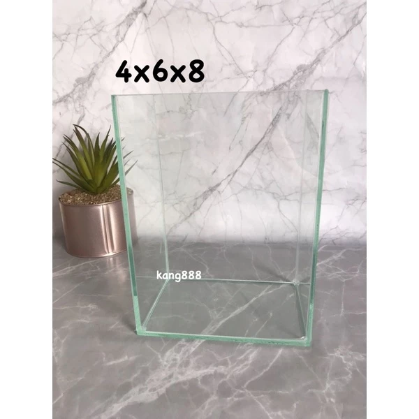 โหลปลากัด 4x6x8 นิ้ว กระจกหนา 3mm กาวใส-กาวดำ